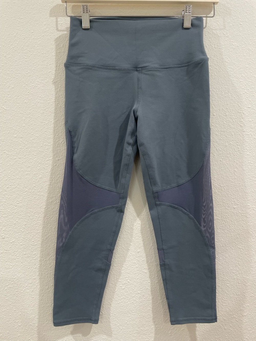 Alo Yoga Blue Leggings Yoga Pants Cropped Mesh High Waist Size Small